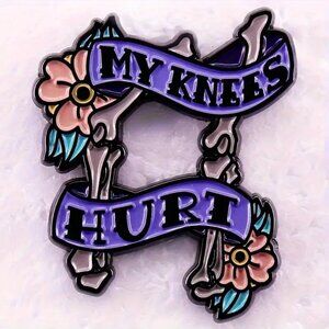 **4/$20** MY KNEES HURT bones FLOWERS enamel PIN